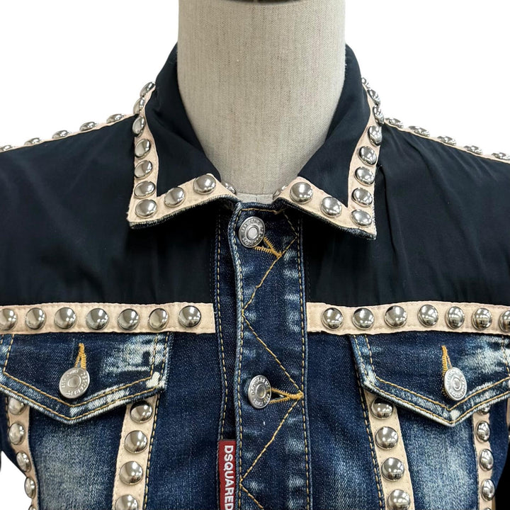 Excellent DSQUARED2 one piece Logo Metal Studded Denim cotton 38 S75CV0348