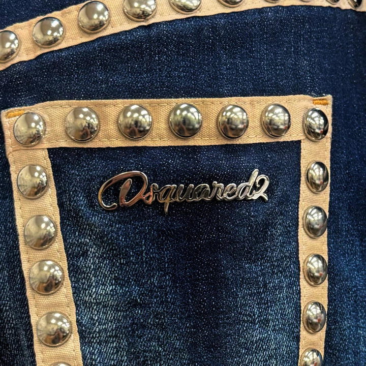 Excellent DSQUARED2 one piece Logo Metal Studded Denim cotton 38 S75CV0348