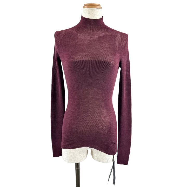 Pristine VERSACE sweater Medusa Metal High Neck Bordeaux wool Women 36 1017241