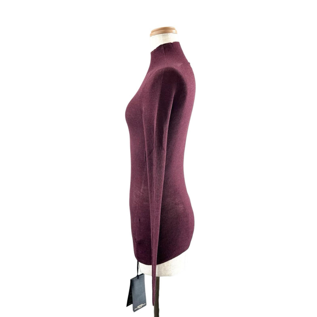 Pristine VERSACE sweater Medusa Metal High Neck Bordeaux wool Women 36 1017241