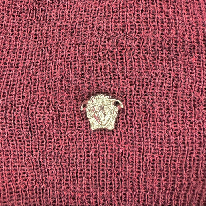 Pristine VERSACE sweater Medusa Metal High Neck Bordeaux wool Women 36 1017241