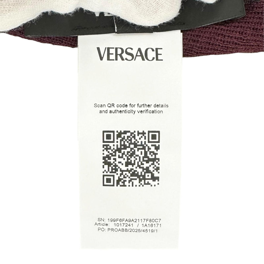 Pristine VERSACE sweater Medusa Metal High Neck Bordeaux wool Women 36 1017241