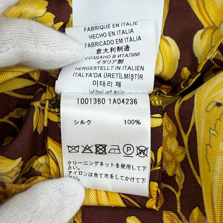 Pristine VERSACE Long sleeve shirt Medusa Button Baroque yellow silk 36 1001360