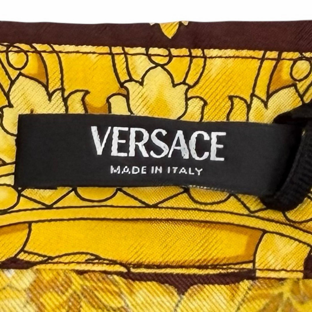 Pristine VERSACE Long sleeve shirt Medusa Button Baroque yellow silk 36 1001360