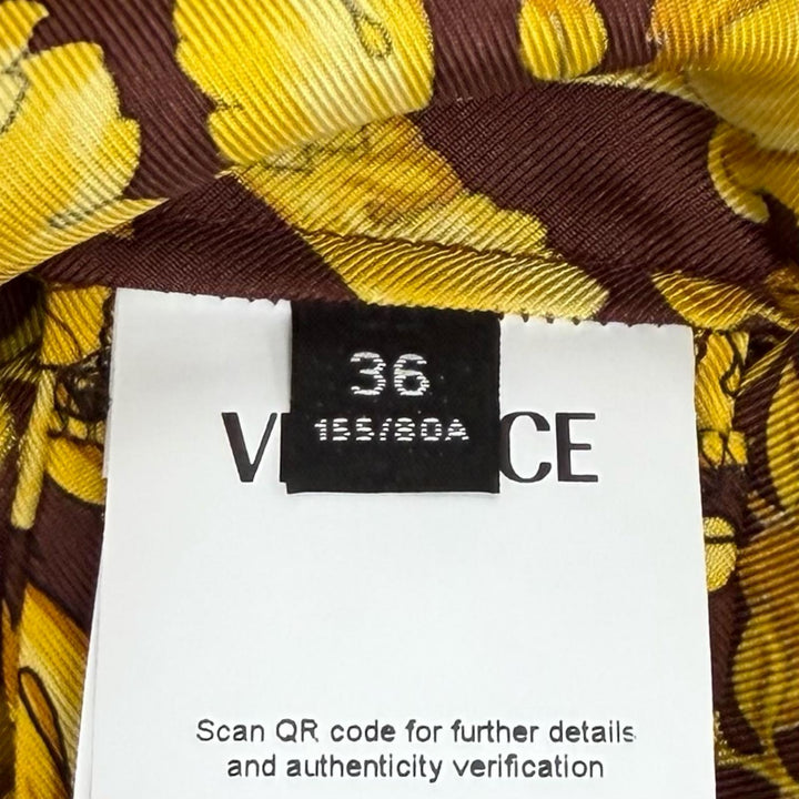 Pristine VERSACE Long sleeve shirt Medusa Button Baroque yellow silk 36 1001360