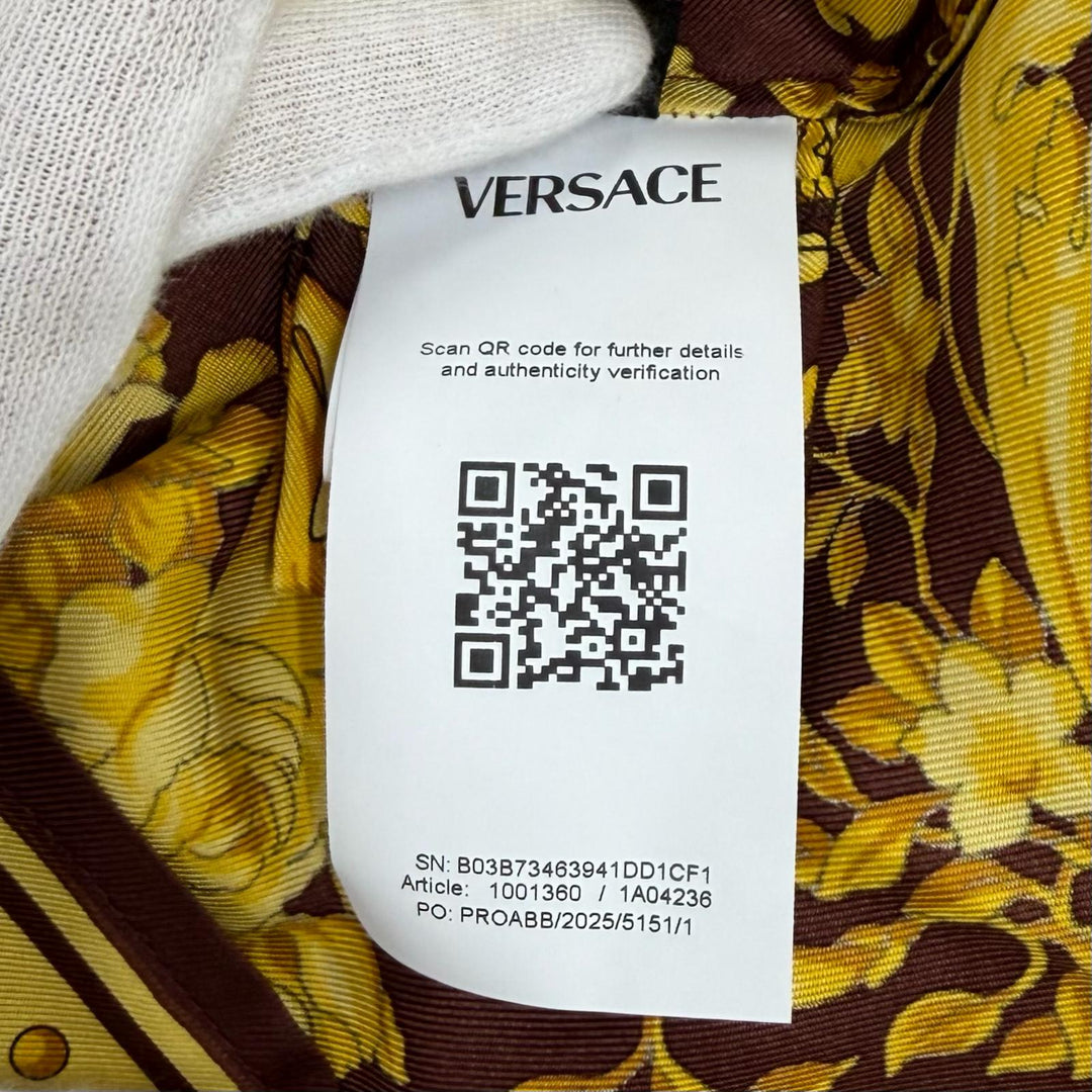 Pristine VERSACE Long sleeve shirt Medusa Button Baroque yellow silk 36 1001360