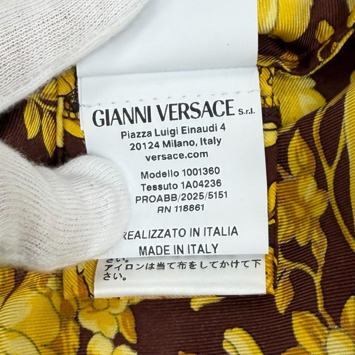 Pristine VERSACE Long sleeve shirt Medusa Button Baroque yellow silk 36 1001360