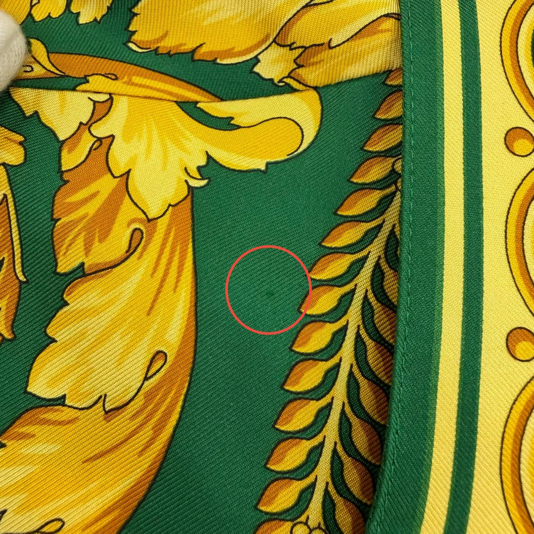 Pristine VERSACE Long sleeve shirt Medusa Button Baroque green silk 38 1001360
