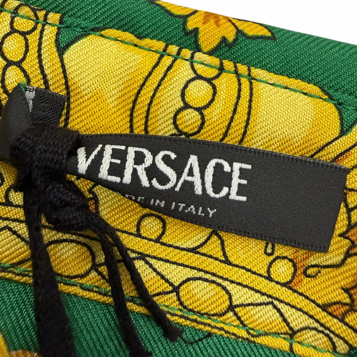Pristine VERSACE Long sleeve shirt Medusa Button Baroque green silk 38 1001360
