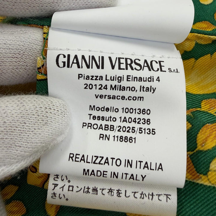 Pristine VERSACE Long sleeve shirt Medusa Button Baroque green silk 38 1001360