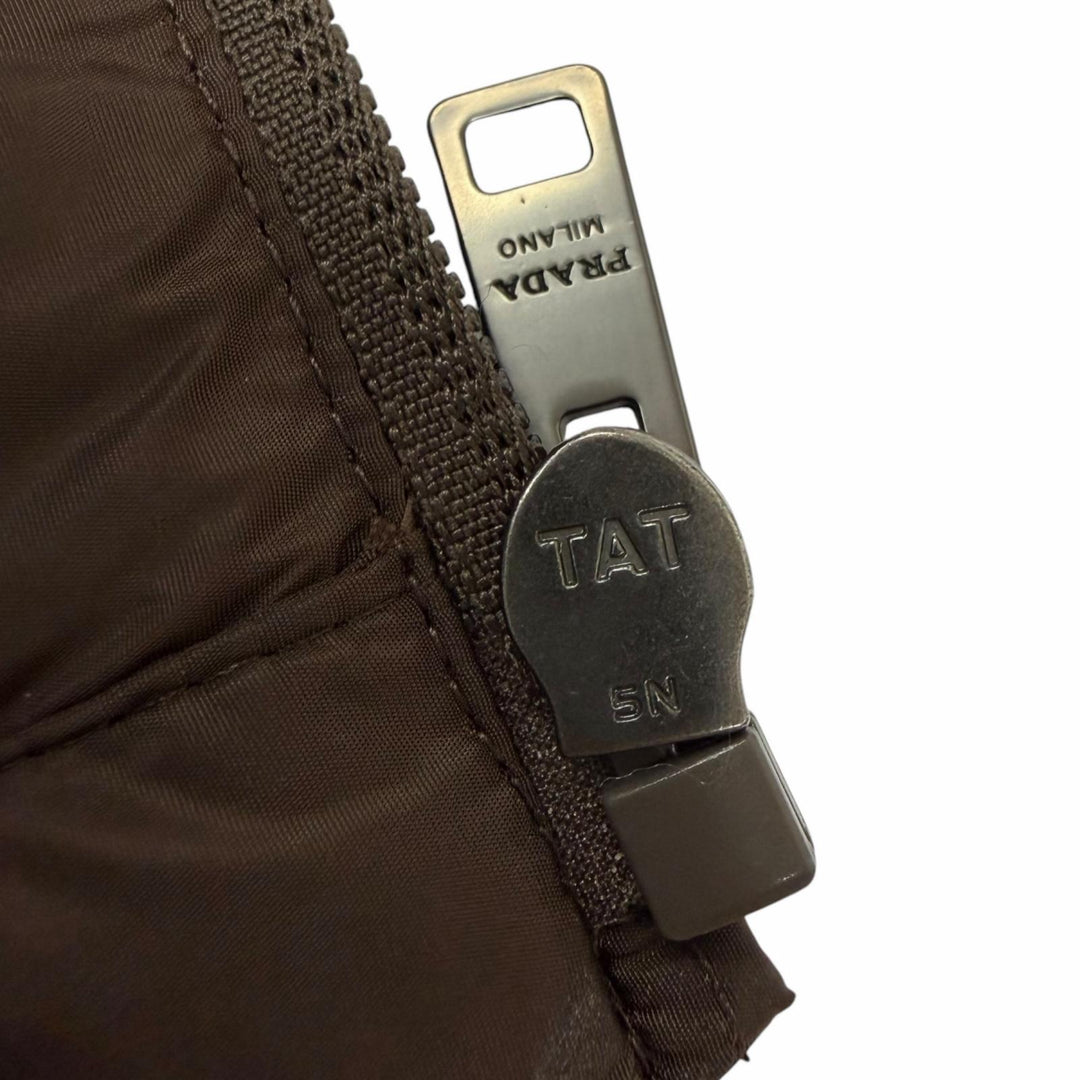 Great PRADA Down vest Triangle logo Re-Nylon Brown Nylon mens