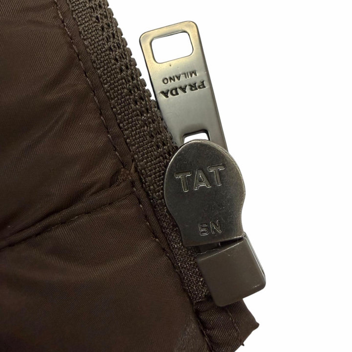 Great PRADA Down vest Triangle logo Re-Nylon Brown Nylon mens