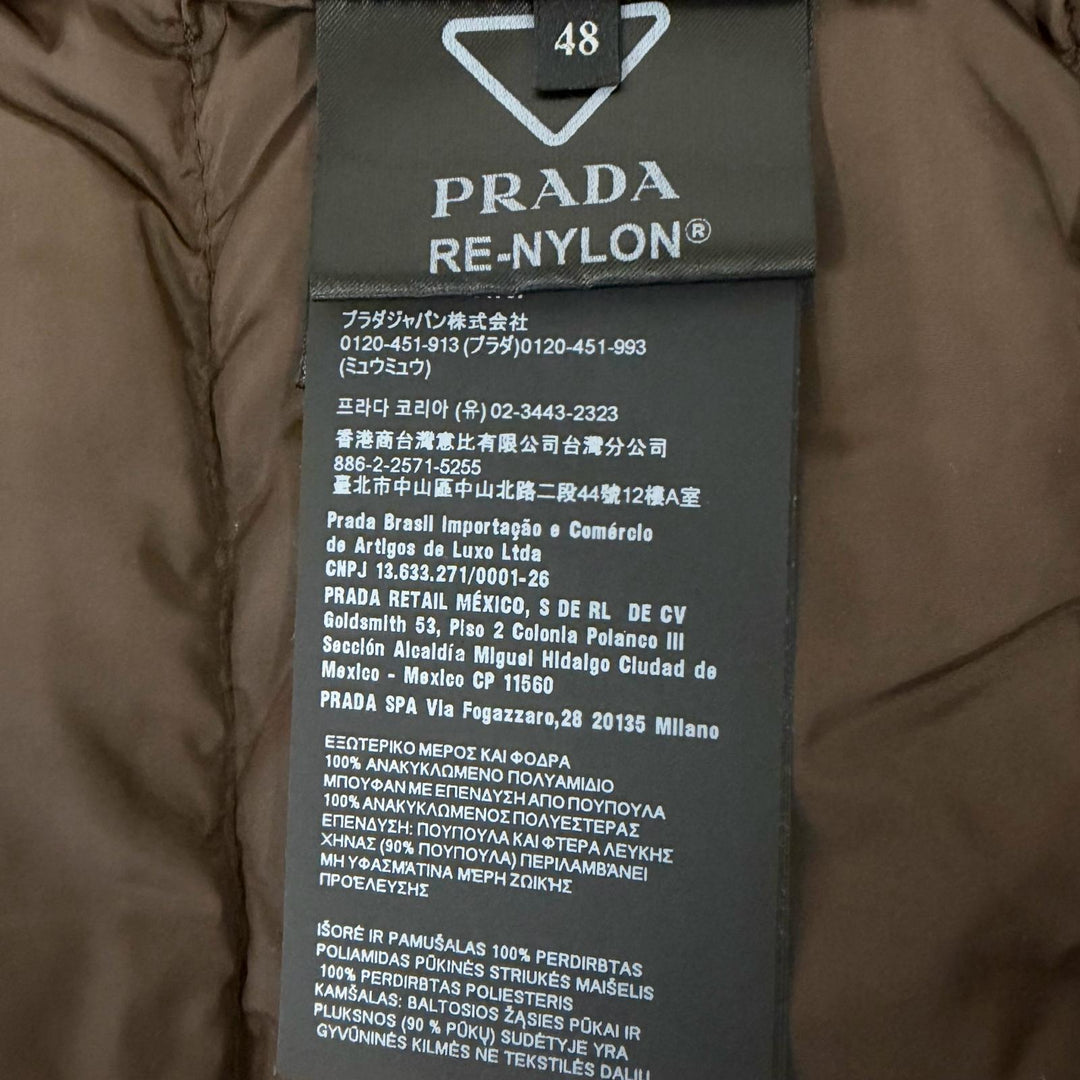 Great PRADA Down vest Triangle logo Re-Nylon Brown Nylon mens