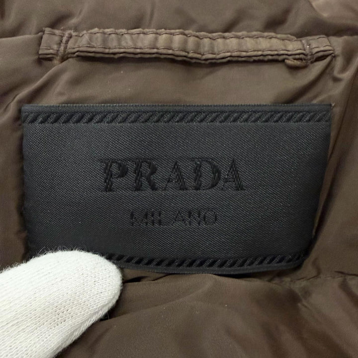 Great PRADA Down vest Triangle logo Re-Nylon Brown Nylon mens