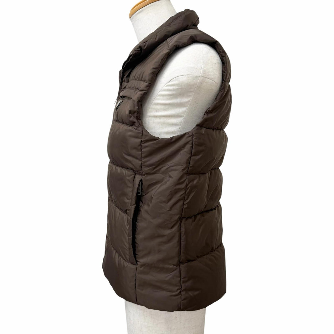 Great PRADA Down vest Triangle logo Re-Nylon Brown Nylon mens