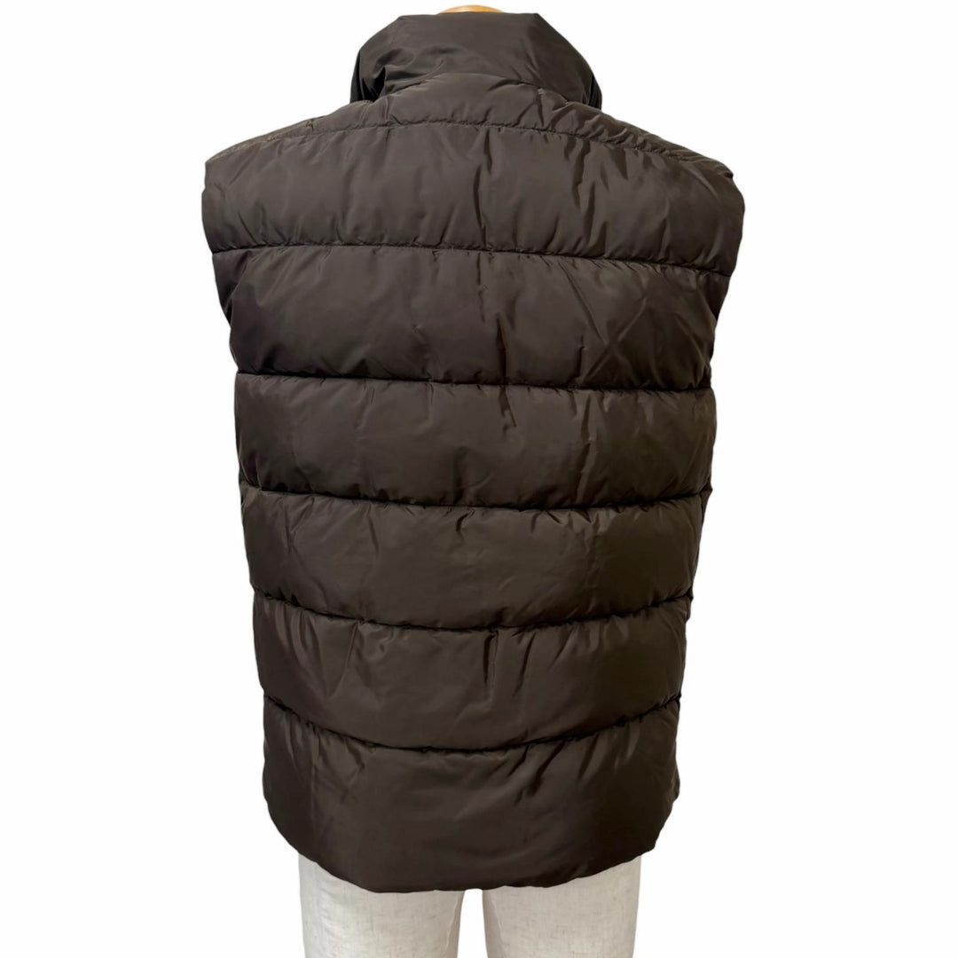 Great PRADA Down vest Triangle logo Re-Nylon Brown Nylon mens