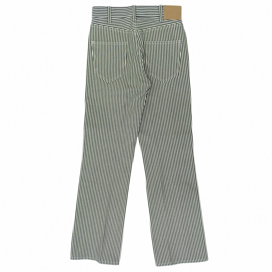 Pristine CELINE Pants Leather patch hickory denim white cotton Women 25