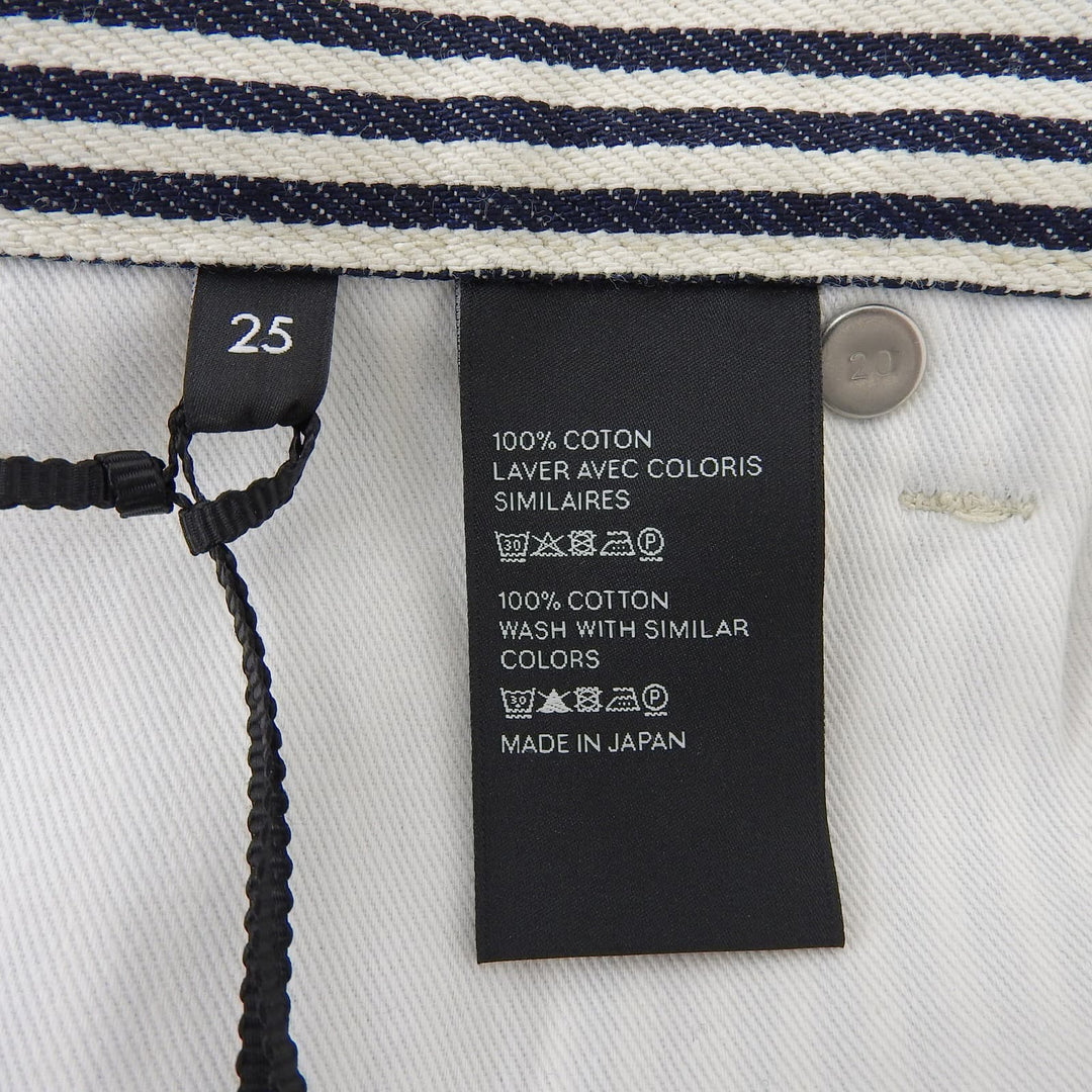 Pristine CELINE Pants Leather patch hickory denim white cotton Women 25