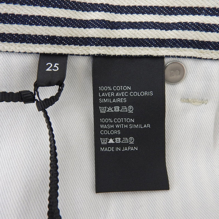 Pristine CELINE Pants Leather patch hickory denim white cotton Women 25