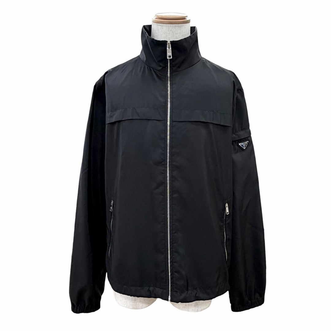Great PRADA Nylon jacket Triangle Logo Zip-Up Blouson black mens 56 SGN998