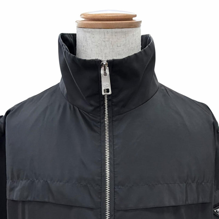 Great PRADA Nylon jacket Triangle Logo Zip-Up Blouson black mens 56 SGN998