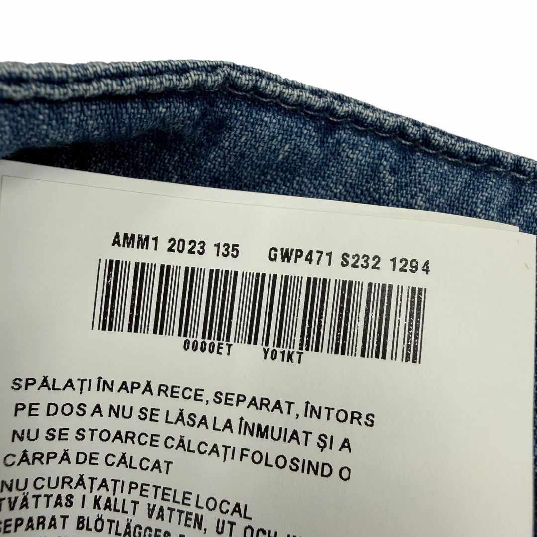 Great MIUMIU Denim pants Chambray logo embroidery Indigo blue Women 38 GWP471