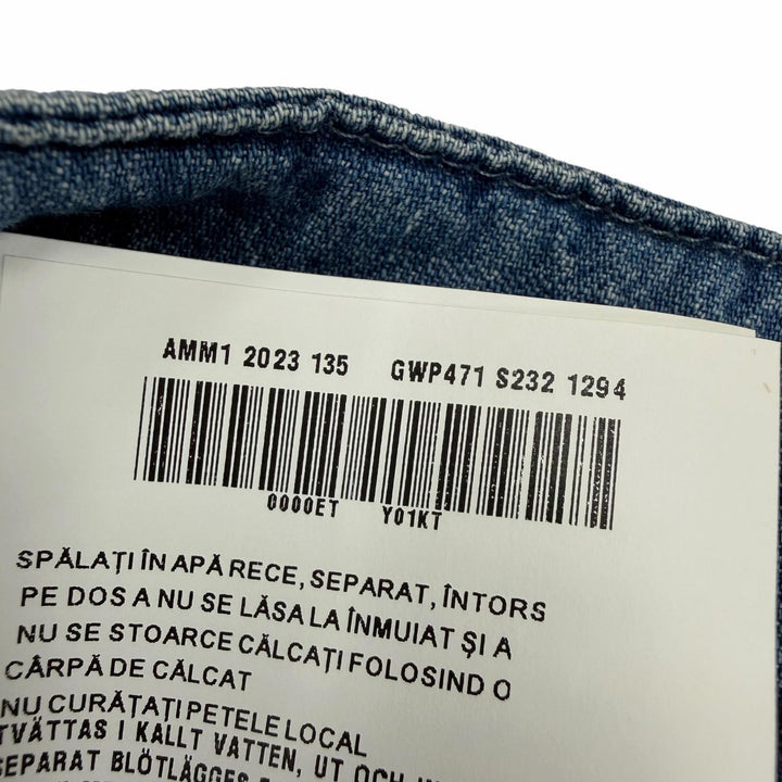 Great MIUMIU Denim pants Chambray logo embroidery Indigo blue Women 38 GWP471