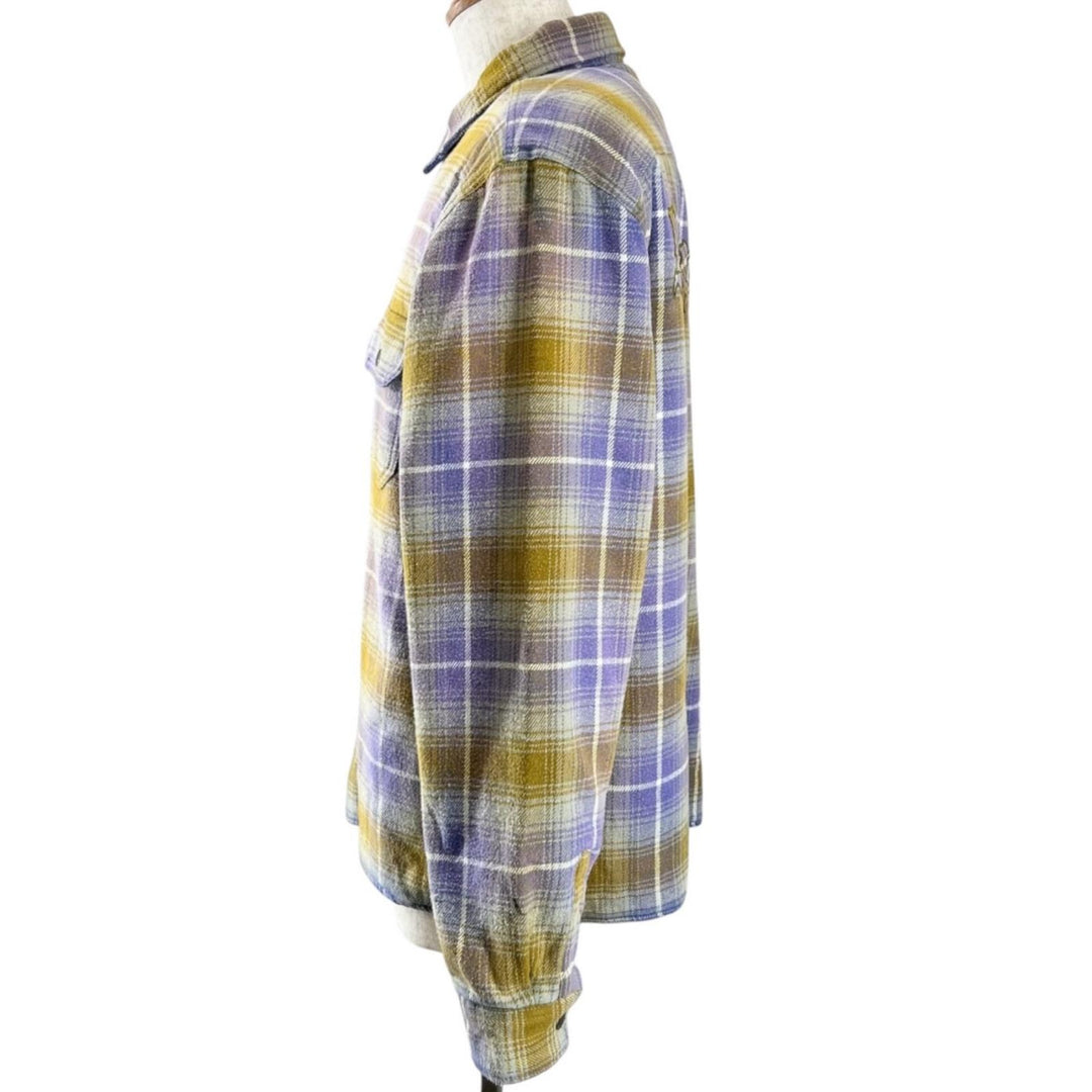 Great Supreme Jacket Shearling Lined Flannel Shirt Logo button check pattern L