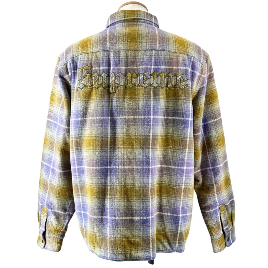 Great Supreme Jacket Shearling Lined Flannel Shirt Logo button check pattern L