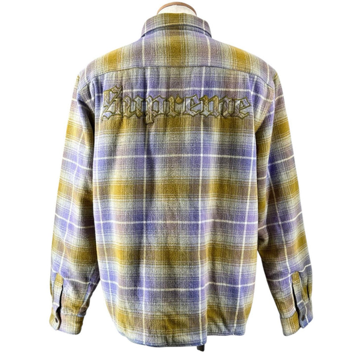 Great Supreme Jacket Shearling Lined Flannel Shirt Logo button check pattern L