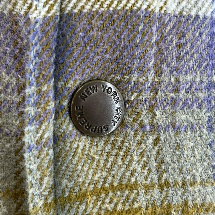 Great Supreme Jacket Shearling Lined Flannel Shirt Logo button check pattern L