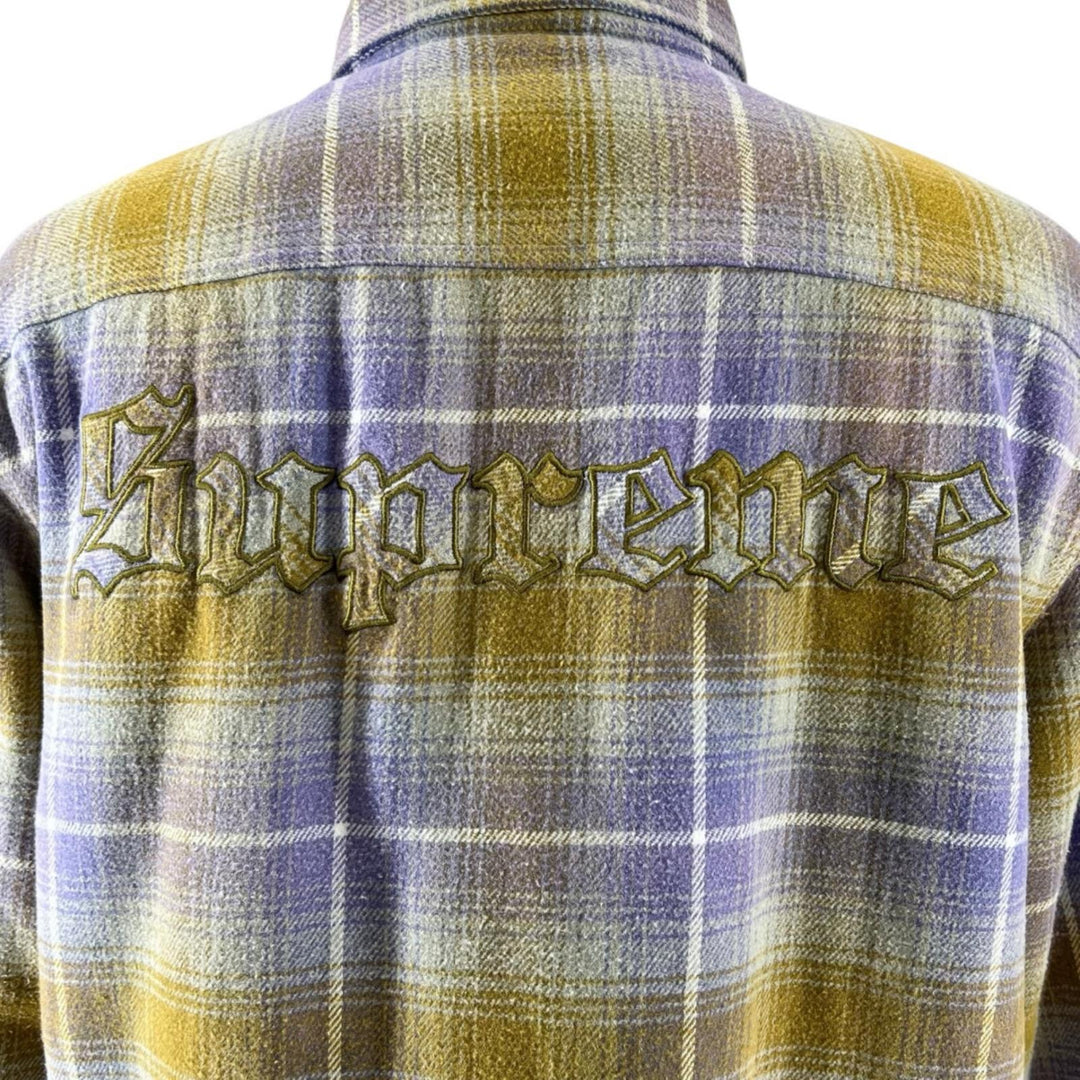 Great Supreme Jacket Shearling Lined Flannel Shirt Logo button check pattern L