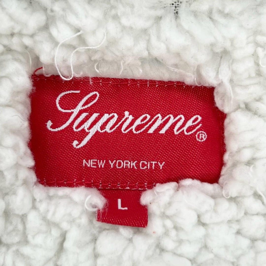 Great Supreme Jacket Shearling Lined Flannel Shirt Logo button check pattern L