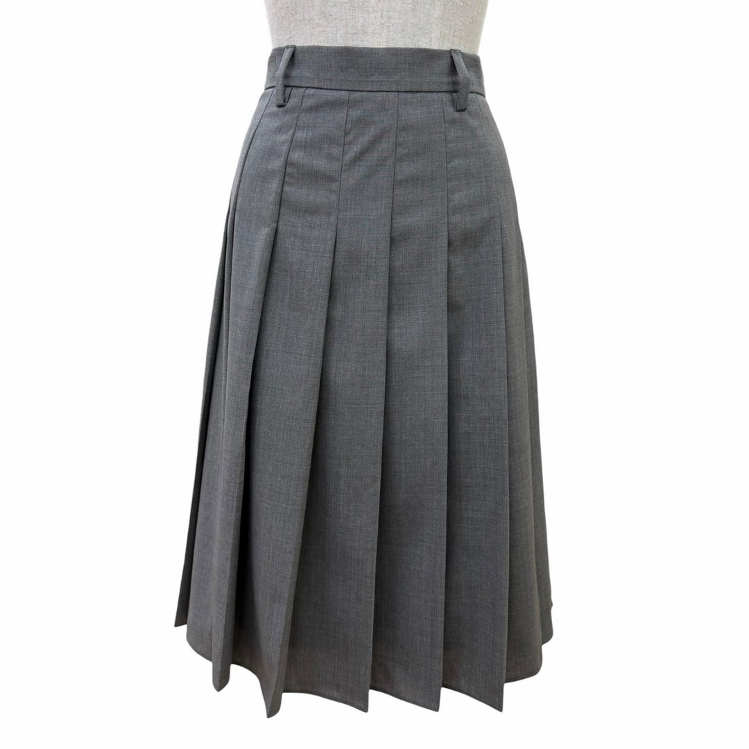 Excellent PRADA Pleated skirt Knee-length flared gray Virgin wool 38 DNA91M