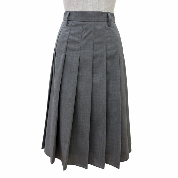 Excellent PRADA Pleated skirt Knee-length flared gray Virgin wool 38 DNA91M