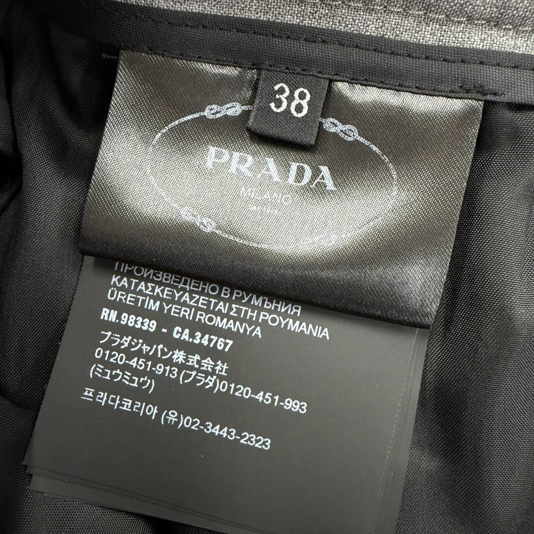 Excellent PRADA Pleated skirt Knee-length flared gray Virgin wool 38 DNA91M