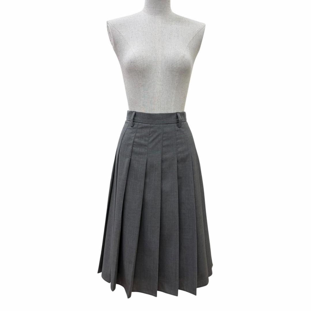Excellent PRADA Pleated skirt Knee-length flared gray Virgin wool 38 DNA91M