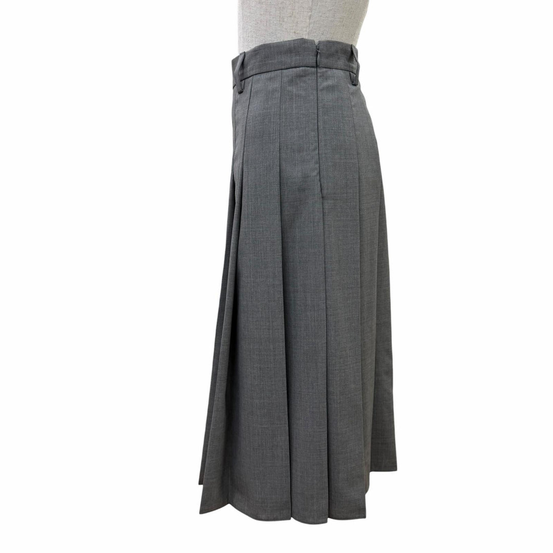 Excellent PRADA Pleated skirt Knee-length flared gray Virgin wool 38 DNA91M