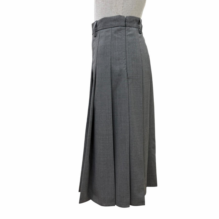 Excellent PRADA Pleated skirt Knee-length flared gray Virgin wool 38 DNA91M