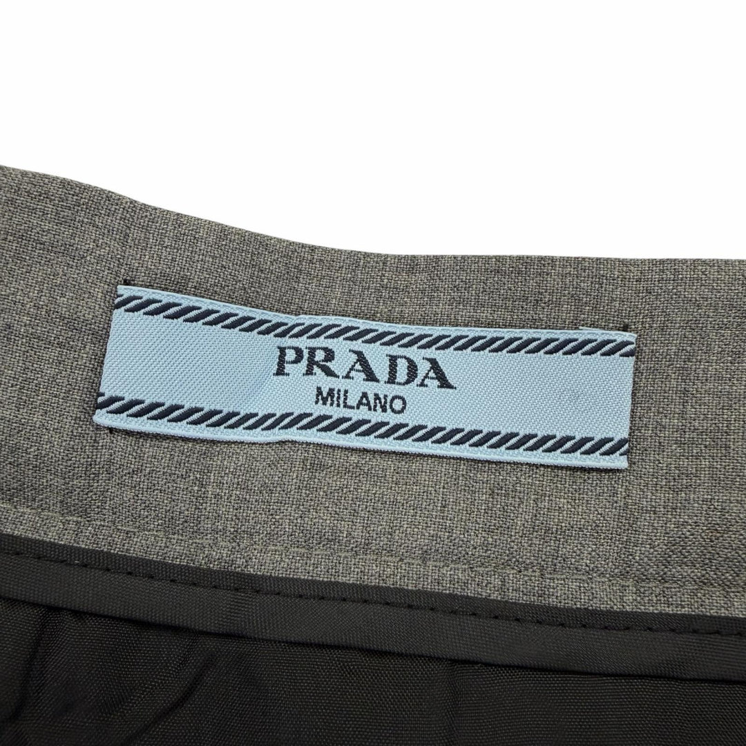 Excellent PRADA Pleated skirt Knee-length flared gray Virgin wool 38 DNA91M