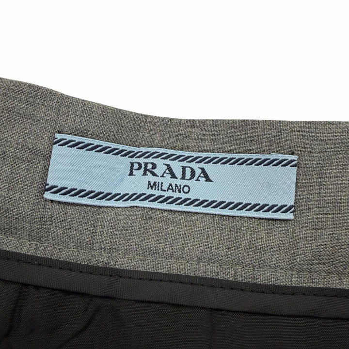 Excellent PRADA Pleated skirt Knee-length flared gray Virgin wool 38 DNA91M