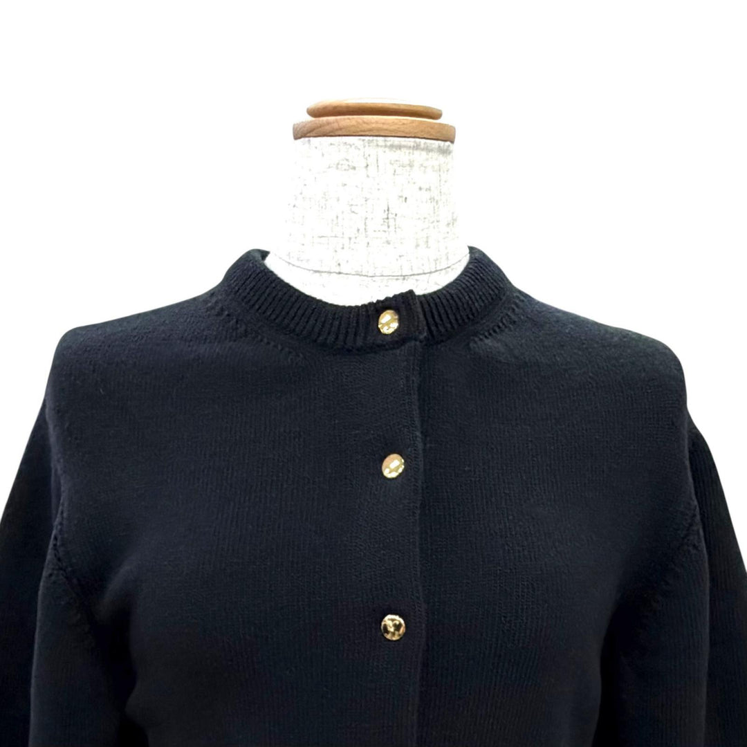Excellent CELINE one piece Mini dress Logo button knit black XS RR0H80U57.38NO