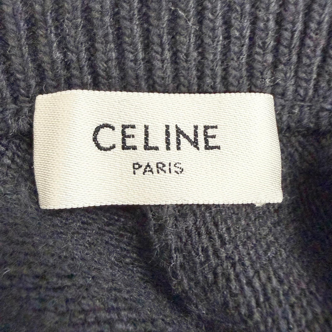 Excellent CELINE one piece Mini dress Logo button knit black XS RR0H80U57.38NO