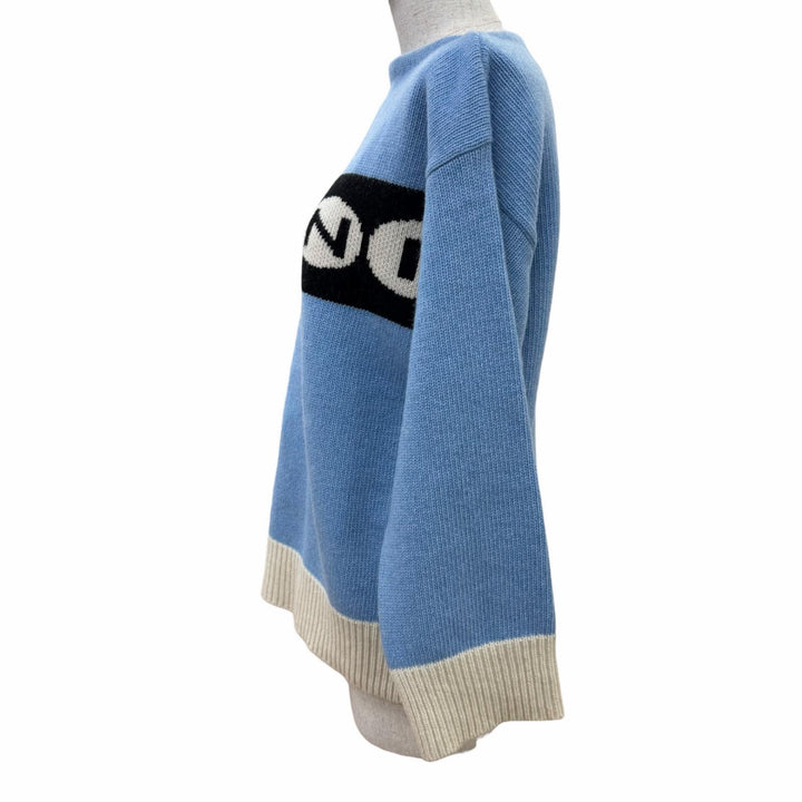 Excellent MARNI knit Logo-printed,long-sleeved shirt blue 36 GCMD0484Q0