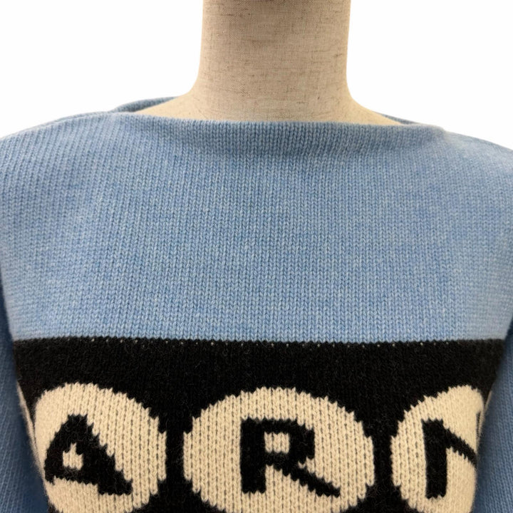 Excellent MARNI knit Logo-printed,long-sleeved shirt blue 36 GCMD0484Q0