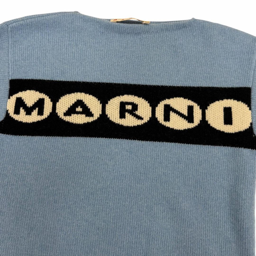 Excellent MARNI knit Logo-printed,long-sleeved shirt blue 36 GCMD0484Q0