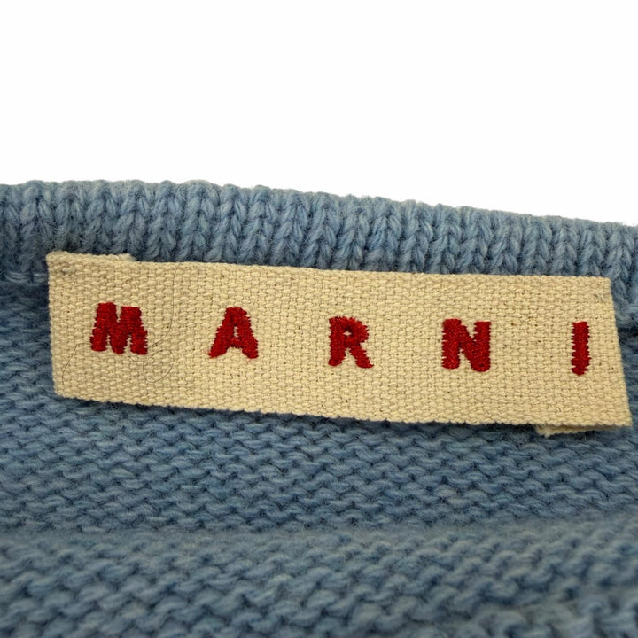 Excellent MARNI knit Logo-printed,long-sleeved shirt blue 36 GCMD0484Q0