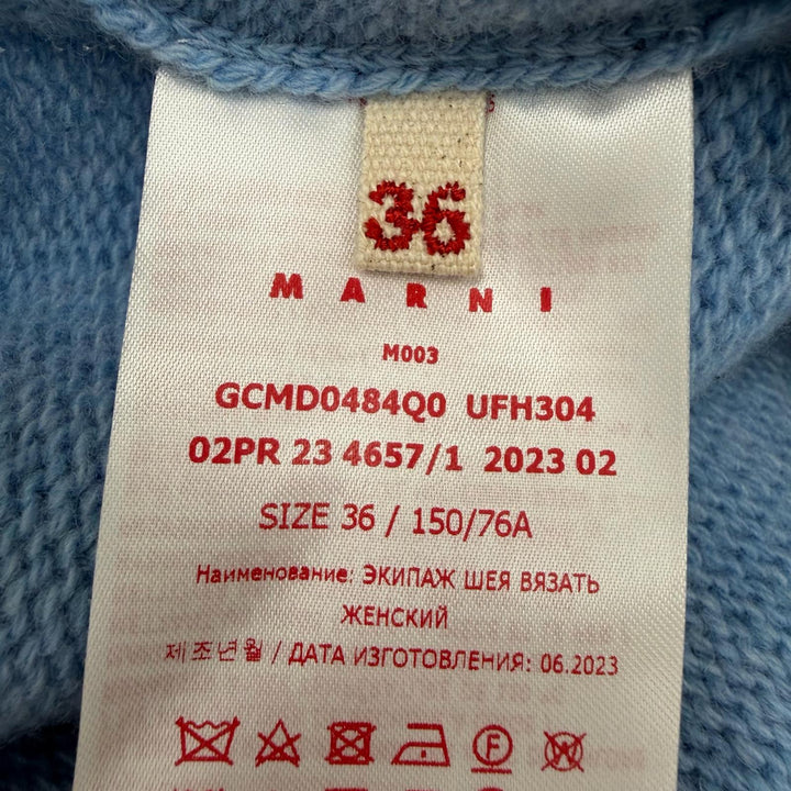 Excellent MARNI knit Logo-printed,long-sleeved shirt blue 36 GCMD0484Q0