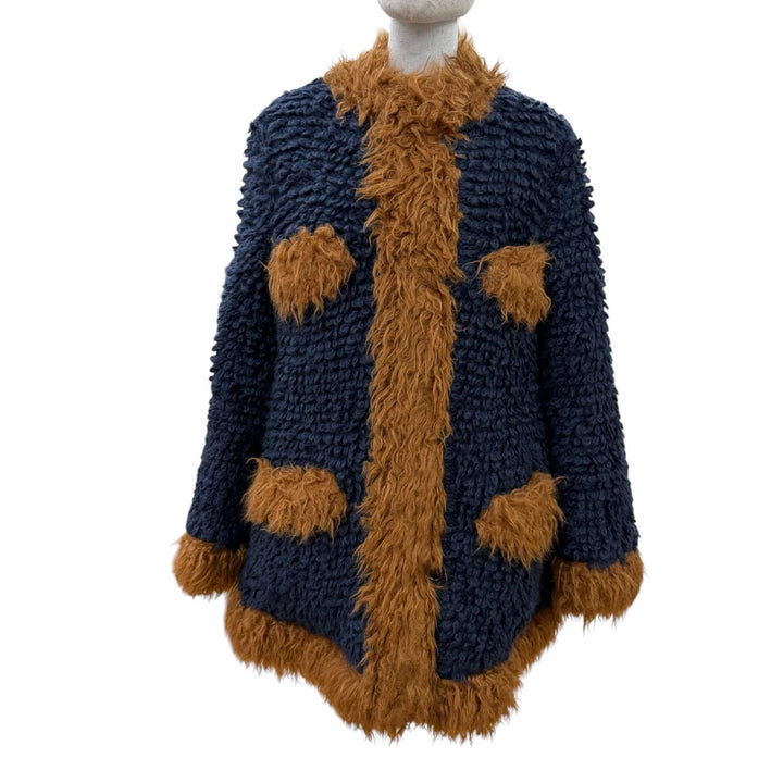 Excellent MARNI coat Reversible, padded Navy system acrylic Women 36 JKMA0236LW