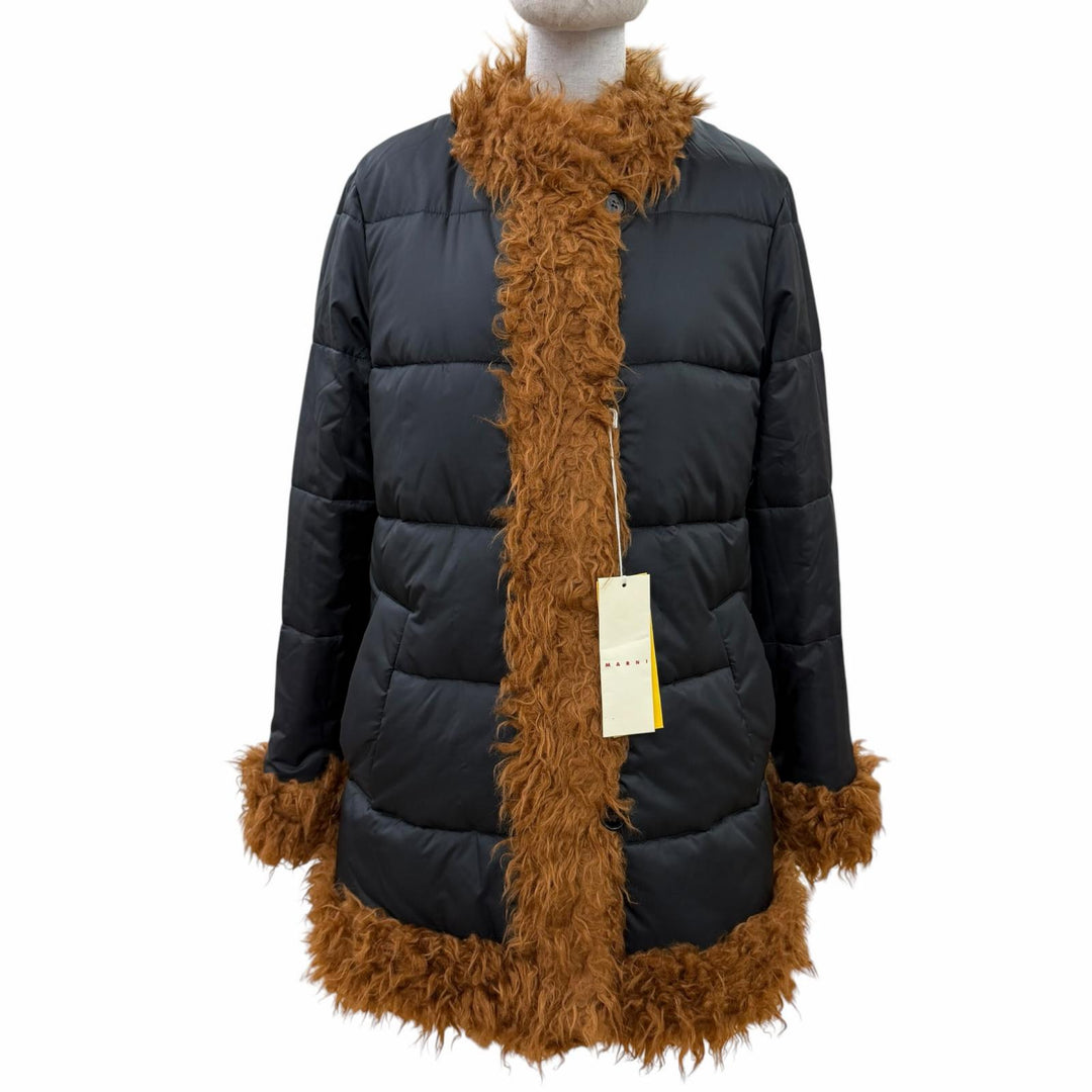 Excellent MARNI coat Reversible, padded Navy system acrylic Women 36 JKMA0236LW